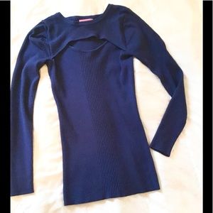 Blue Carmen Marc Valvo Cut out Sweater
